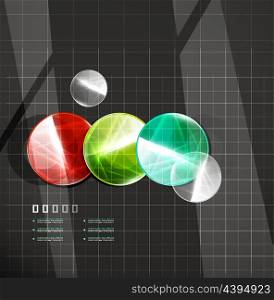 Glossy color circles on black vector