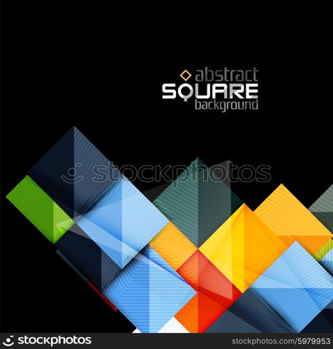 Glossy color squares on black. Geometric abstract background. Glossy color squares on black. Geometric abstract background for your message. Vector