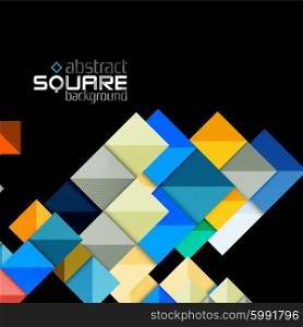Glossy color squares on black. Geometric abstract background. Glossy color squares on black. Geometric abstract background for your message. Vector