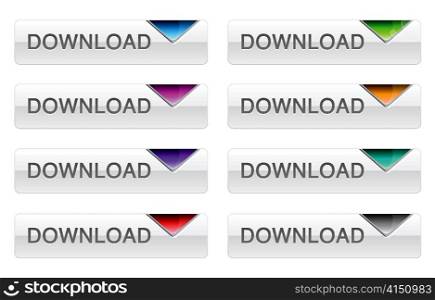 glossy download buttons set vector illustration