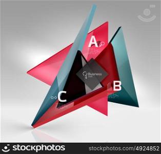 Glossy glass translucent triangles on 3d empty space. Glossy glass translucent triangles on 3d empty space. Vector template background for workflow layout, diagram, number options or web design
