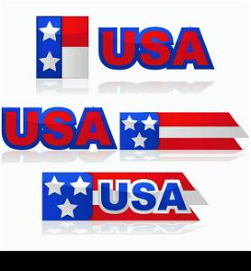 Glossy illustration set with different United States badges