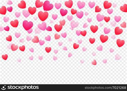 Glossy isolated transparent confetti heart decoration. Vector illustration.