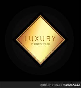 glossy labels with golden frame over beige background