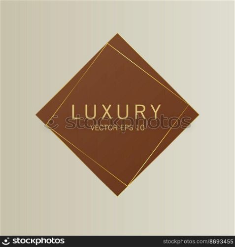 glossy labels with golden frame over beige background