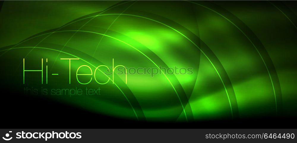 Glossy light effect neon glowing waves, shiny lights. Glossy light effect neon glowing waves, shiny lights. Digital techno futuristic abstract background, vector illustration