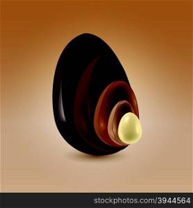 Glossy multilayered chocolate shells in motion abstract background