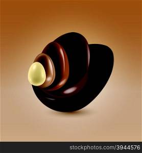 Glossy multilayered chocolate shells in motion abstract background