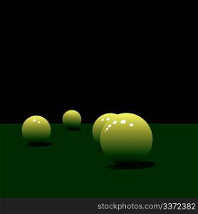 Glossy pool balls on the green velvet. Vector