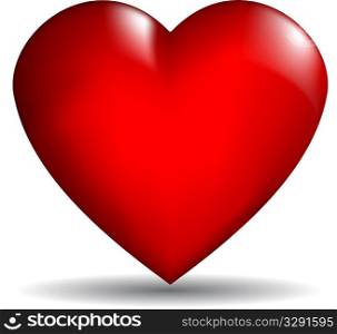 Glossy red 3D heart on a white background