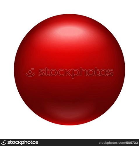 Glossy red badge, magnet icon in realistic style on a white background. Glossy red badge, magnet icon, realistic style