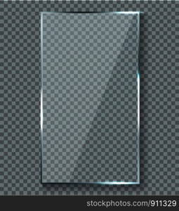 Glossy reflection effect. Transparency window glass plastic with brightreflections plaque vector reflective isolated mockup gloss transparent glare realistic panel texture. Glossy reflection effect. Transparency window glass plastic with brightreflections plaque vector reflective texture