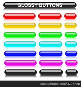 Glossy rounded elongated varicolored buttons