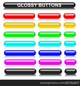 Glossy rounded elongated varicolored buttons