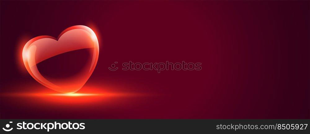 glossy shiny love heart banner for valentines day