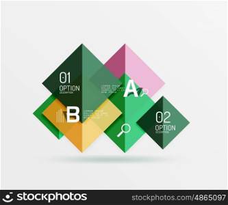 Glossy squares with text, abstract geometric design concept. Vector template background for workflow layout, diagram, number options or web design