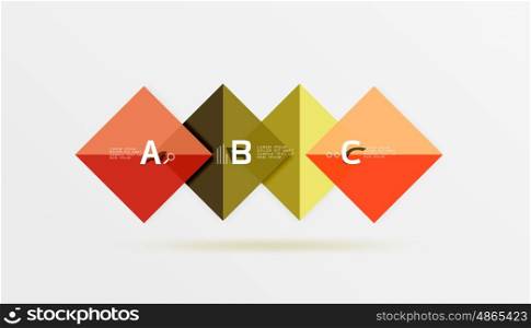 Glossy squares with text, abstract geometric design concept. Vector template background for workflow layout, diagram, number options or web design