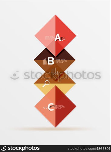 Glossy squares with text, abstract geometric design concept. Vector template background for workflow layout, diagram, number options or web design