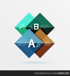 Glossy squares with text, abstract geometric design concept. Vector template background for workflow layout, diagram, number options or web design