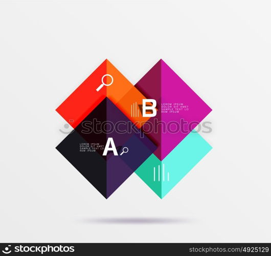 Glossy squares with text, abstract geometric design concept. Glossy squares with text, abstract geometric design concept. Vector template background for workflow layout, diagram, number options or web design