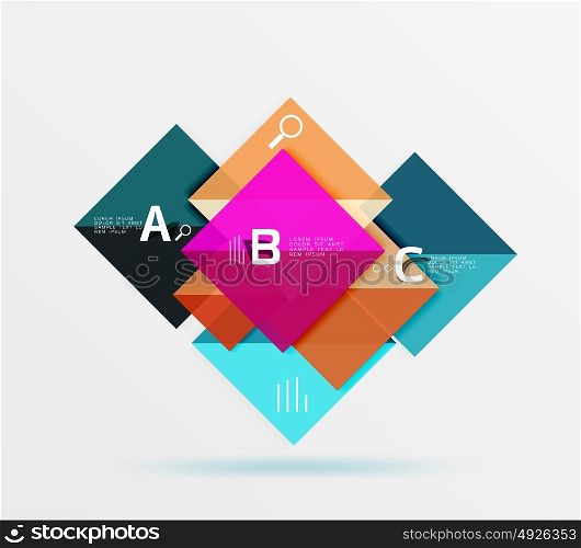 Glossy squares with text, abstract geometric design concept. Glossy squares with text, abstract geometric design concept. Vector template background for workflow layout, diagram, number options or web design