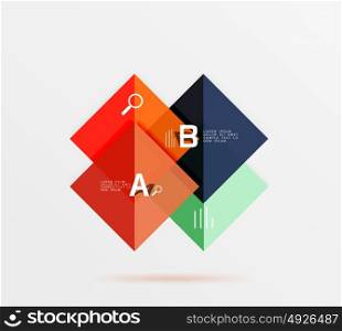 Glossy squares with text, abstract geometric design concept. Glossy squares with text, abstract geometric design concept. Vector template background for workflow layout, diagram, number options or web design