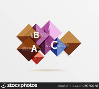 Glossy squares with text, abstract geometric design concept. Glossy squares with text, abstract geometric design concept. Vector template background for workflow layout, diagram, number options or web design