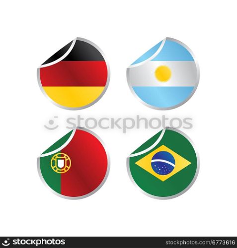 glossy theme national flag set. shiny glossy theme national flag vector art illustration