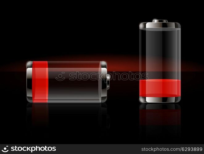 Glossy transparent battery icons