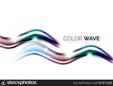 Glossy wave isolated on white background. Vector modern futuristic curve lines, coporate identity design