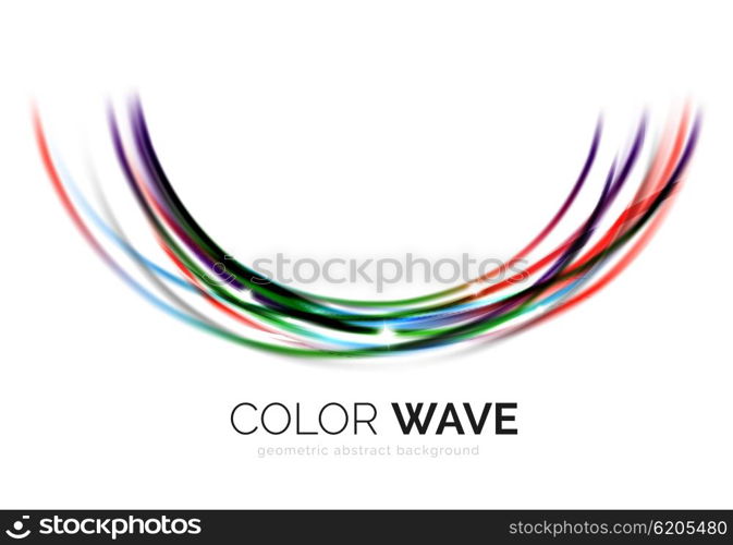 Glossy wave isolated on white background. Vector modern futuristic curve lines, coporate identity design