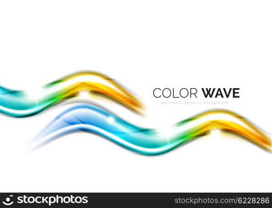 Glossy wave isolated on white background. Vector modern futuristic curve lines, coporate identity design