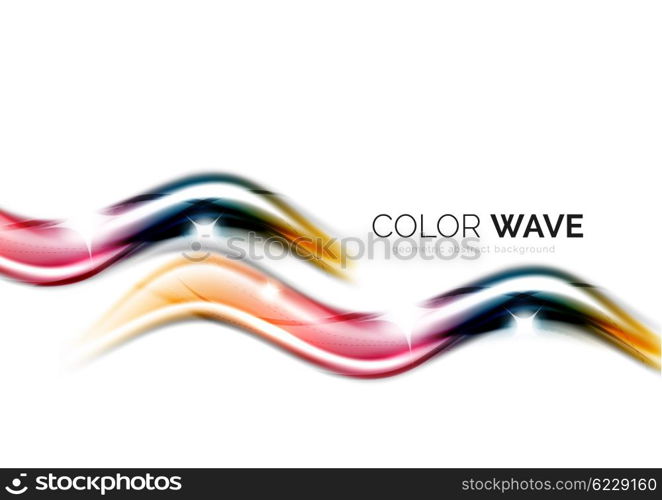 Glossy wave isolated on white background. Vector modern futuristic curve lines, coporate identity design