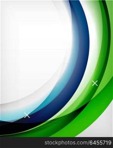 Glossy wave vector background with light and shadow effects, white cross shapes. Glossy wave vector background with light and shadow effects, white cross shapes. Template for web banner, business or technology presentation background or elements, vector illustration. Green and blue colors