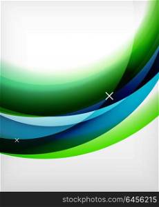 Glossy wave vector background with light and shadow effects, white cross shapes. Glossy green and blue color wave vector background with light and shadow effects, white cross shapes. Template for web banner, business or technology presentation background or elements, vector illustration