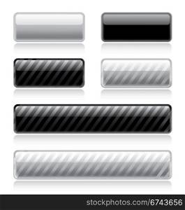 Glossy web buttons. Set of various glossy web buttons in black and white