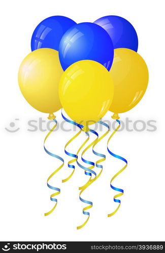 Glossy yellow and blue balloons stylized flag of Ukraine.Vector illustration