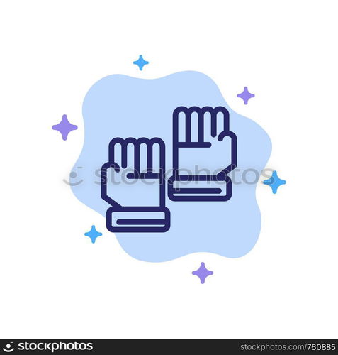 Glove, Gloves, Goalkeeper, Sport Blue Icon on Abstract Cloud Background