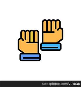 Glove, Gloves, Goalkeeper, Sport Flat Color Icon. Vector icon banner Template
