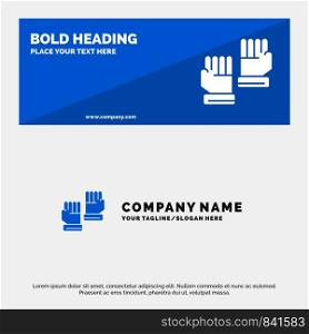 Glove, Gloves, Goalkeeper, Sport SOlid Icon Website Banner and Business Logo Template