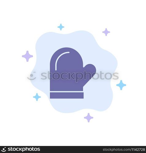 Glove, Potholder, Gloves, Kitchen, Oven Blue Icon on Abstract Cloud Background