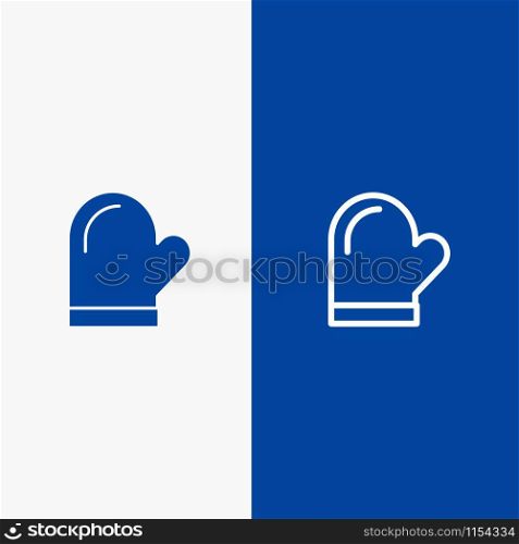 Glove, Potholder, Gloves, Kitchen, Oven Line and Glyph Solid icon Blue banner