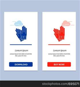 Gloves, Building, Construction, Repair Blue and Red Download and Buy Now web Widget Card Template
