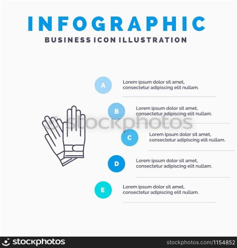 Gloves, Building, Construction, Repair Line icon with 5 steps presentation infographics Background