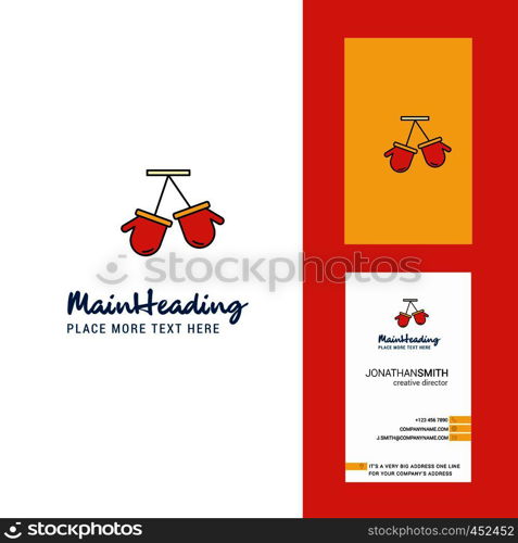 Gloves Creative Logo and business card. vertical Design Vector