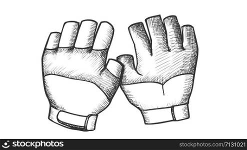 Gloves For Surfing And Diving Monochrome Vector. Swimming Gloves Wetsuit Element. Diver Equipment Engraving Concept Template Hand Drawn In Vintage Style Black And White Illustration. Gloves For Surfing And Diving Monochrome Vector
