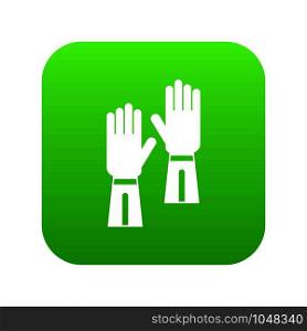 Gloves icon digital green for any design isolated on white vector illustration. Gloves icon digital green