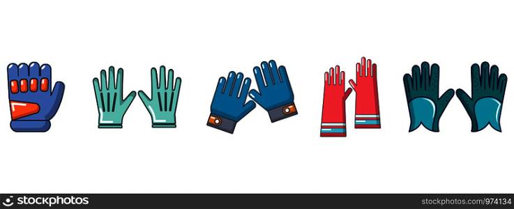 Gloves icon set. Cartoon set of gloves vector icons for web design isolated on white background. Gloves icon set, cartoon style