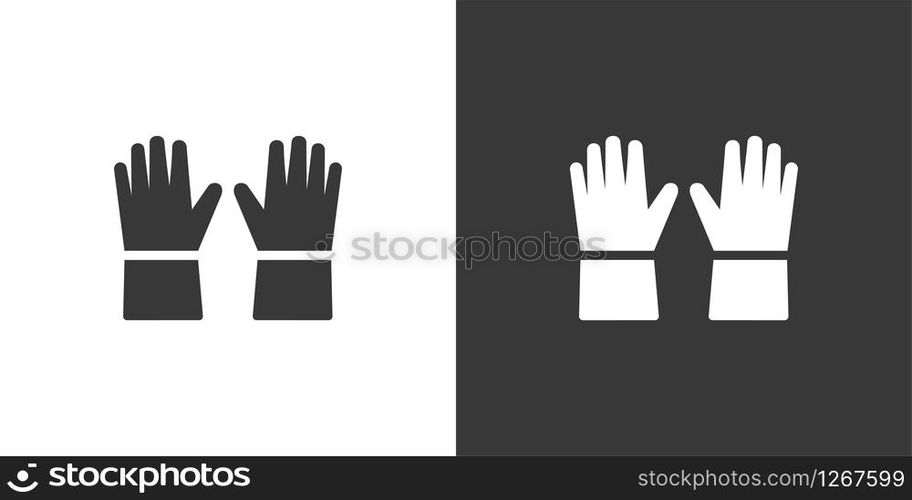 Gloves. Isolated icon on black and white background. Clothing glyph vector illustration