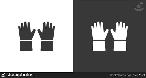 Gloves. Isolated icon on black and white background. Clothing glyph vector illustration